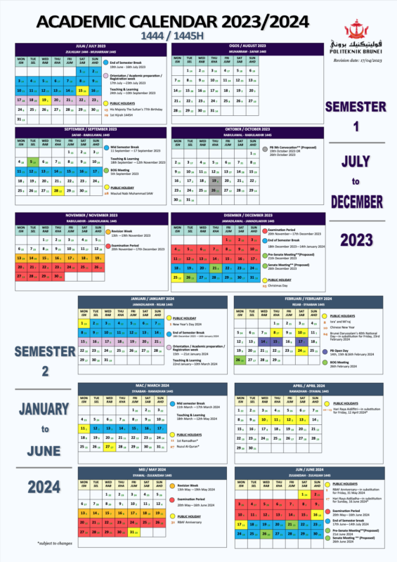 Calendar Politeknik Brunei