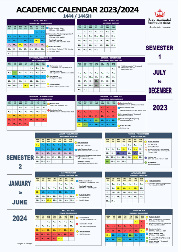 Calendar – Politeknik Brunei